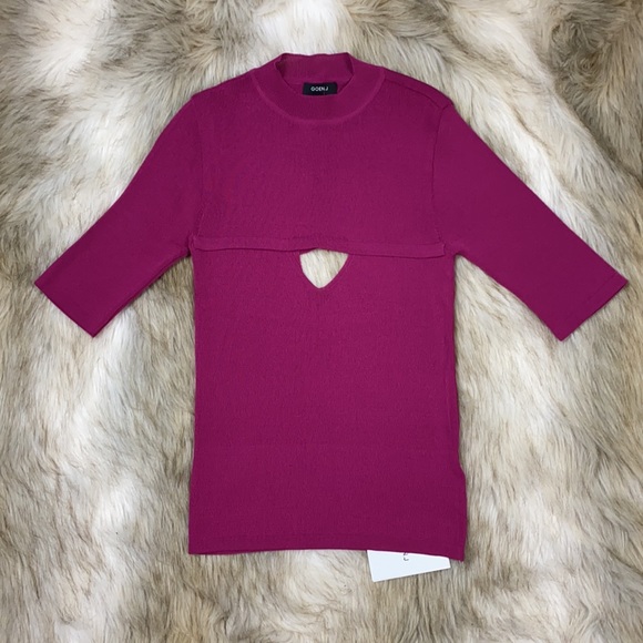 Goen.J Cut-Out Mock Neck Three-Quarter Sleeve Pink Top, Size 6, New with tags - Picture 6 of 11